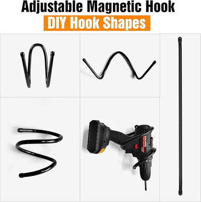 Magnetic Hooks, Adjustable Heavy Duty Magnetic Hook, Utility Magnetic Extension Cord Organizer for Power Drill,Garden Tools, Hose,Pegboard,Garage, Workshop (2PCS 20 Pounds)