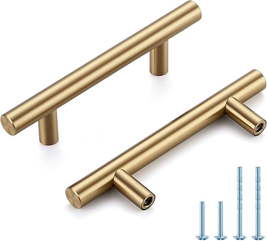Champagne Bronze Cabinet Handles 3 Inch Hole Center Stainless Steel Drawer Pulls for Cabinets, Dresser, Bathroom 45 Pack