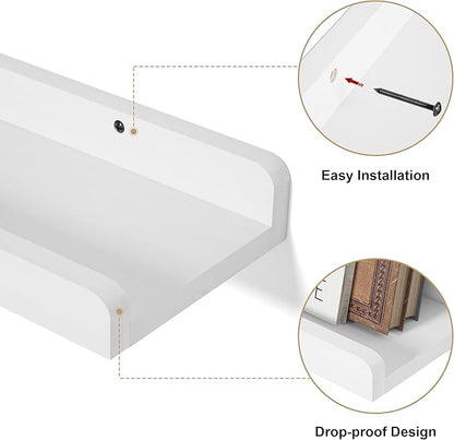 Love-KANKEI 36 Inch Long Floating Shelves Wall Mounted Set of 2, Large Wood Wall Shelves for Storage, Rustic Hanging Shelves for Display,Bedroom Living Room Bathroom Kitchen Office White