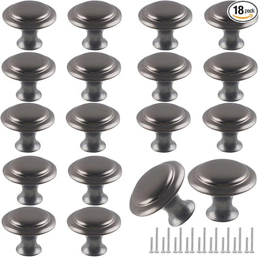 Romeda 18 Piece Drawer Knobs, 30mm Gray Cabinet Knobs, Dresser & Kitchen Drawer Pulls with Screw
