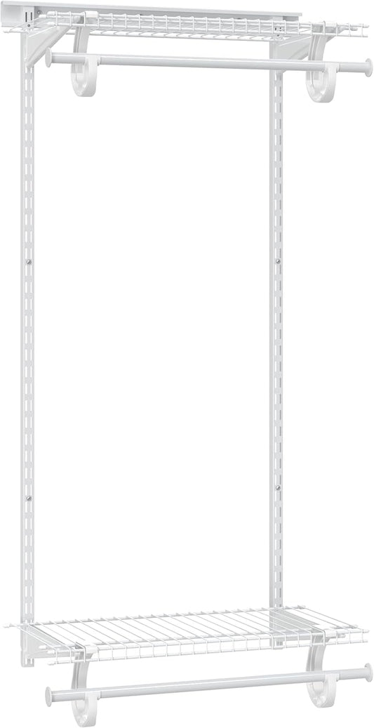 ClosetMaid ShelfTrack Closet Organizer System, Adjustable Double Hang Rod Kit, 2-Feet Wide, White