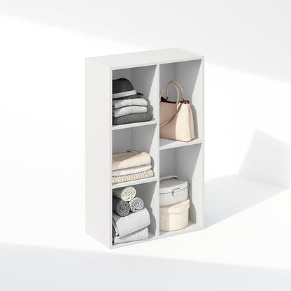 Furinno Reed Closet Organizers and Storage, 5-Cube Reversible Closet Shelves, Closet Organization Shelf, 9.4 x 19.5 x 31.5, for Bedroom, Closet, White