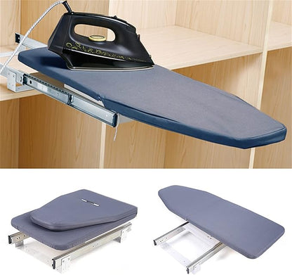 180° Rotation Wall-Mounted Ironing Board Foldable Clothes Ironing Table Pull-Out Stow Away Ironing Board Retractable Small Ironing Board Ironing Storage Station for Home Apartment Gray