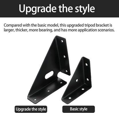 4 Pcs Heavy Duty Gusset Joints, Trapezi Corner Code, Bracket Corner Brace Bracket Fasteners, Furniture Shelf Support Joint Fasteners for Table, Chair Cabinet Bed Stabilization (Black)