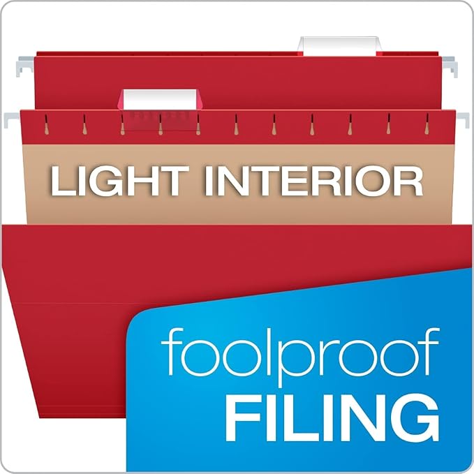 Pendaflex Colored Hanging File Folders Letter Size with 1/5 Cut Adjustable Tabs, 8.5 X 11-12 Assorted Colors, 100 Pack