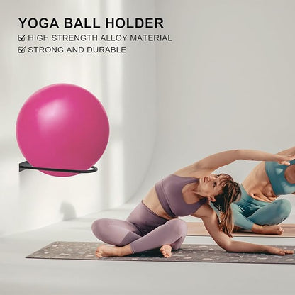 Stability Ball Holder Wall Mount - Heavy Duty Exercise & Yoga Ball Storage Rack for Home, Yoga Studios, and Commercial Gyms - Space-Saving Design for Stability Balls up to 85cm(Black 2-pack)