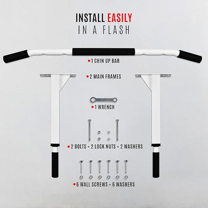 Yes4All Pull Up Bar Wall Mounted - Multifunctional Wall Mounted Pull Up Bar for Home Gym Workout Strength Training Equipment