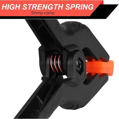 4 Pack Spring Clamps, 6inch Plastic Clips, Backdrop Clips, Big Clamps Heavy Duty, Spring Clips for Crafts, Backdrop Stand, Woodworking, Photography Studios (Black)