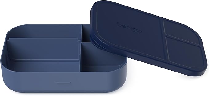 Bentgo® Modern Tray with Matte Lid - Reusable, BPA-Free, Meal Prep Containers for Adults with Removable Divider - 3 or 4 Compartments for Healthy Portioned Meals At Home & On the Go (Navy)