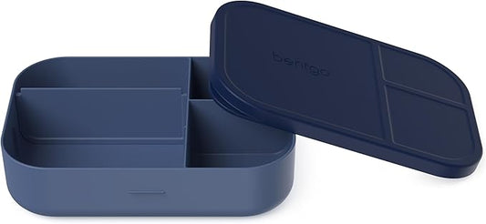 Bentgo® Modern Tray with Matte Lid - Reusable, BPA-Free, Meal Prep Containers for Adults with Removable Divider - 3 or 4 Compartments for Healthy Portioned Meals At Home & On the Go (Navy)
