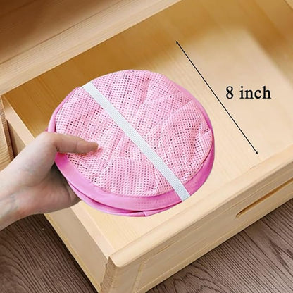 Pop Up Laundry Hamper Reinforced Collapsible Laundry Basket Foldable Clothes Hamper for Home, Dorm Room, Travel, Cruise, Pink