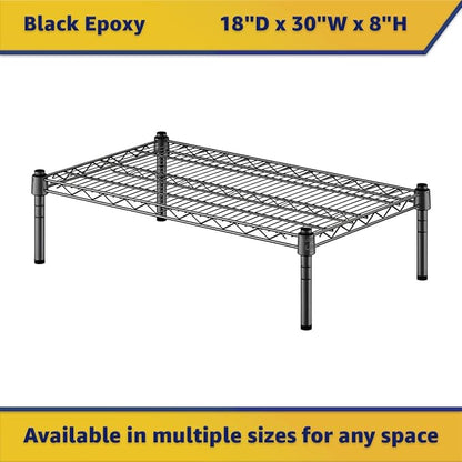 18" x 30" x 8" Black Epoxy Wire Storage Shelf, Dunnage Rack, Commercial 1 Tier Small Shelf