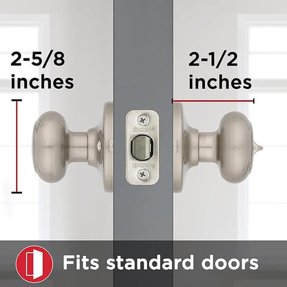 Kwikset Cove Interior Privacy Door Knob with Lock, Door Handle for Bathroom and Bedroom, Satin Nickel Keyless Turn Lock Doorknob, with Microban Protection (Pack of 4)