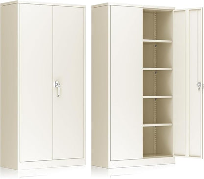 INTERGREAT Metal Storage Cabinet, 72” H Storage Cabinet with 2 Doors and 4 Adjustable Shelves for Office, Home, Garage, Pantry (Assembly Required, Grey)
