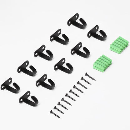 NearMoon Stainless Steel Screw Mounted Ceiling Hooks, Under-Shelf Towel/Robe Clothes Hook Heavy Duty Coat Hanger for Bathroom Kitchen Cabinet Garage, 10 Pack (Matte Black)