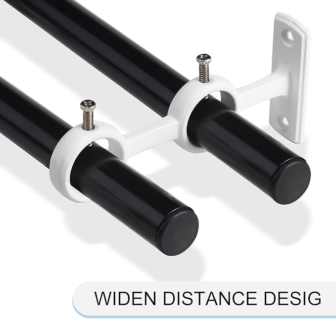 Goowin Double Curtain Rod Holder, 3pcs Brackets Hooks for Living Room Bedroom Curtains, Drapery Rods (White)