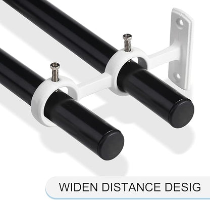 Goowin Double Curtain Rod Holder, 3pcs Brackets Hooks for Living Room Bedroom Curtains, Drapery Rods (White)