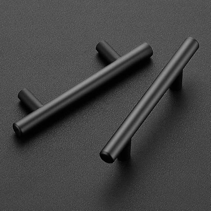 JOY DECOR 45 Pack 5 Inch Cabinet Pulls Kitchen Cabinet Handles with 3 Inch Hole Center Matte Black Cabinet Hardware Stainless Steel Kitchen Drawer Pulls for Cabinets Cupboard, 76mm Hole Centers