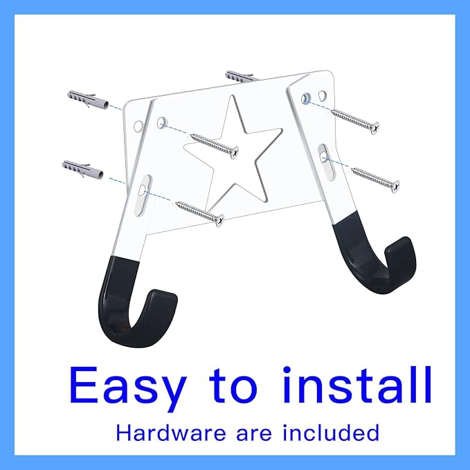 Ironing Board Holder Wall Mount,with Adjustable Hooks， Ironing Board Hanger for T or Y Leg, Laundry Room Wall Hook for Iron Board Holder White