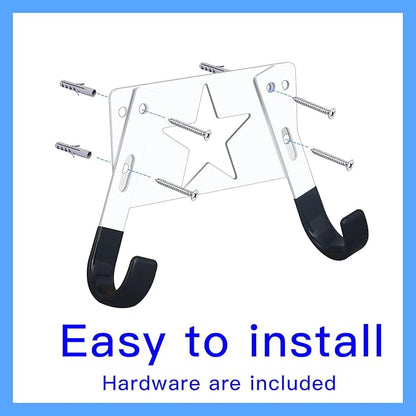 Ironing Board Holder Wall Mount,with Adjustable Hooks， Ironing Board Hanger for T or Y Leg, Laundry Room Wall Hook for Iron Board Holder White
