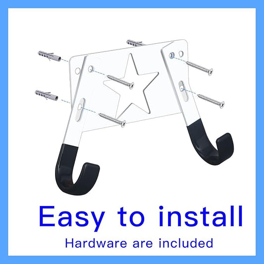 Ironing Board Holder Wall Mount,with Adjustable Hooks， Ironing Board Hanger for T or Y Leg, Laundry Room Wall Hook for Iron Board Holder White