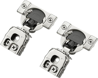 50 Pack 25 Pairs 1 Inch Overlay Soft Close Hinges for Kitchen Cabinet - Satin Nickel Hidden Concealed Hinge - Stainless Steel Self Closing