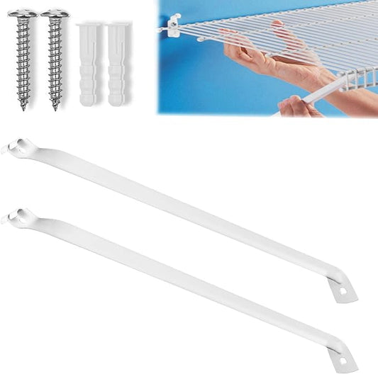 2PCS 12 Inch Wire Shelf Brackets, Heavy Duty Wire Shelving Support Brackets, Closet Rack Support, Closet Wire Shelf Support Brackets for Laundry, Closet, Garage