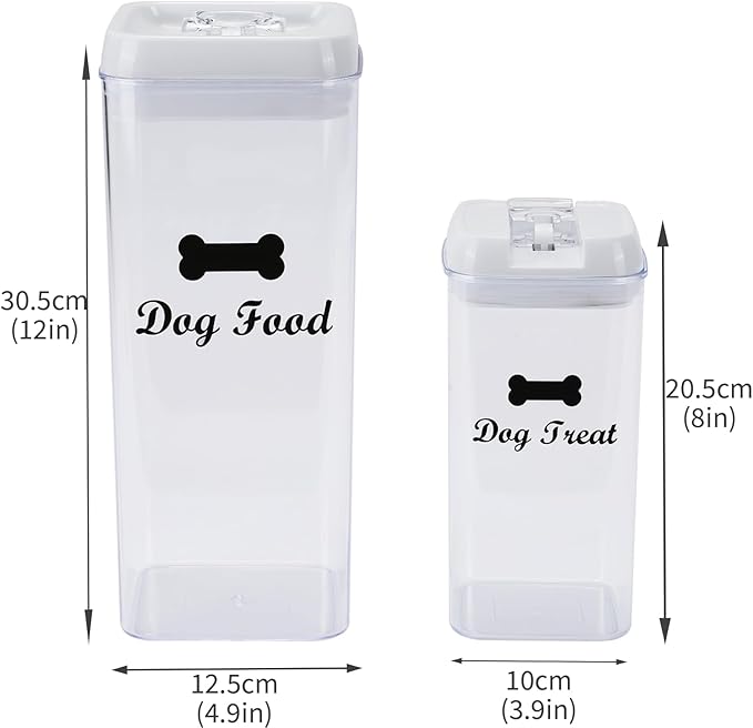 Pethiy dog food storage container dog treat container airtight pet Treats Storage Container-Clear Plastic Storage Canister Tins pet jars(2 Pack set)