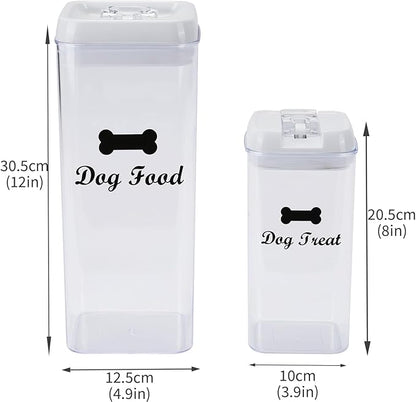 Pethiy dog food storage container dog treat container airtight pet Treats Storage Container-Clear Plastic Storage Canister Tins pet jars(2 Pack set)