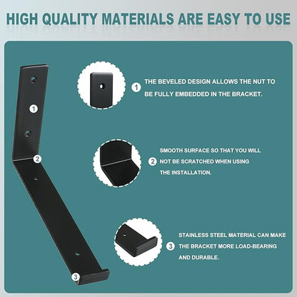 HEART ART Black Shelf Bracket 8 inch, Shelf Bracket 12 Pack,J Metal Heavy Duty Shelf Support Brackets，7.5" L×4" H×1.5" W
