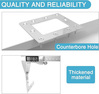 8PCS 3.23” x 3.23” L Shape Flat Metal Frame Bracket, 90 Degree Right Angle Corner Brace, Stainless Steel Mending Plate for Wood with 40PCS Screws