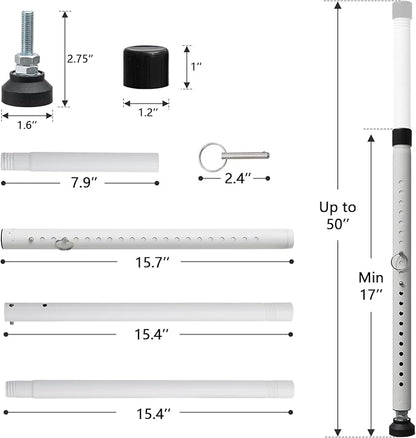 BeBecome Sliding Door Security Bar，17-50 inch Adjustable Patio Door Security bar with Rubber Tips Apartment Bedroom Bottom of Door Heavy Duty Interior White