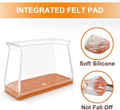 24 Pcs Chair Leg Floor Protectors for Hardwood Floors Rectangle Silicone Covers to Protect Wood Tile Floors Felt Pads Furniture Leg Caps Anti-Scratch Reduce Noise (Fit L:1-1/8" to 1-1/2",W:3/4" to 1")
