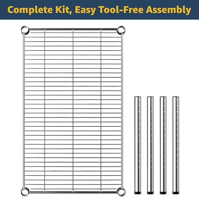 14" x 54" x 14" Chrome Wire Storage Shelf, Dunnage Rack, Commercial 1 Tier Small Shelf