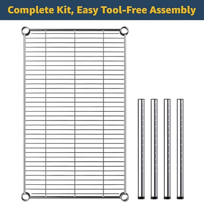 14" x 72" x 14" Chrome Wire Storage Shelf, Dunnage Rack, Commercial 1 Tier Small Shelf