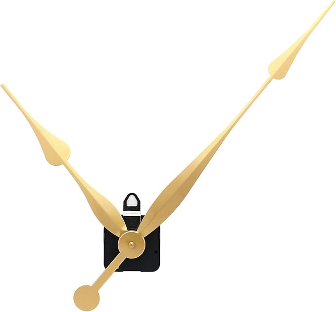 TIKROUND Youngtown 12888 High Torque Long Shaft Clock Movement Mechanism with 12 Inch Long Spade Hands (Gold 1 Set)