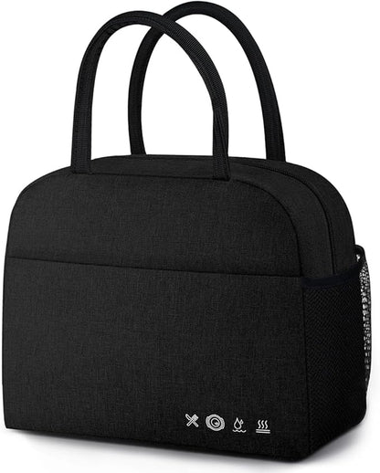 DALINDA Lunch Bag Lunch Box for Women Men Reusable Insulated Lunch Bags,Water-Resistant Cute Cooler Lunch Tote Bag, Large Capacity for Work Travel Picnic,Black