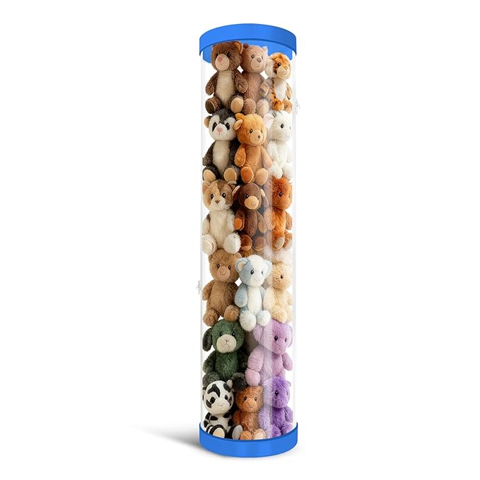 Upgraded Plastic Tube, PET Transparent Bucket, 42”10"" Tall with Double Zipper Navy Blue
