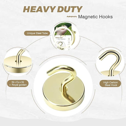 Neosmuk Magnetic Hooks, Cruise Ship Essentials, 130lb+ Heavy Duty Magnetic Hooks for Cruise Cabins, Refrigerator, Grill, Hanging, and Travel | Extra Strong Must-Haves Magnet Hook,Silver