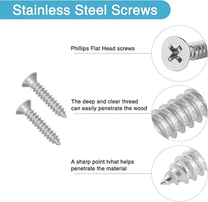 8PCS 3.23” x 3.23” L Shape Flat Metal Frame Bracket, 90 Degree Right Angle Corner Brace, Stainless Steel Mending Plate for Wood with 40PCS Screws