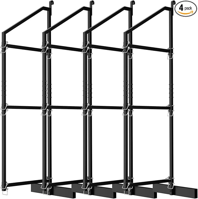 Heavy Duty Shipping Container Shelving Bracket Kit (4-Pack) - 3-Tier Hanging Shelving Rack (19" D x 62" H), Universal Cargo Container Brackets