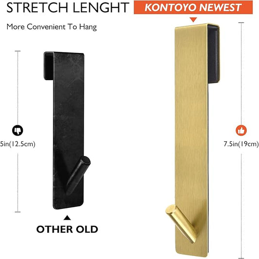 Shower Door Hooks(7.5 Inch),Extended Over Door Hooks for Bathroom Frameless Shower Door,Robe,Towel-2 Pack-Gold
