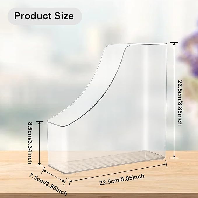 4 Pack Vertical File Holder Clear PET Desk Organizer and Storage Bins Holding for Magazines Binders Notebooks Envelopes File Organizer for Desk Multi-purpose Plastic Document Organizer Work Desktops
