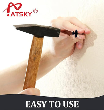 Push Pin Picture Hooks, 60 Pcs Black Push Pin Hangers, Decorative Push Pins for Wall Hanging, Thumb Tacks for Hanging, Bulletin Board Hooks