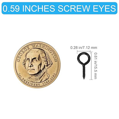 Aovchei Eye Screws, 120Pcs 0.67 Inch, Black 304 Stainless Steel Screw Hooks, Rust-Resistant Self Tapping Eyelet Bolts for Wood, Securing Cables Wires, Indoor & Outdoor for Hanging Artwork