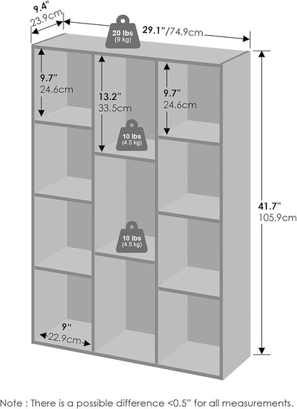 Furinno Reed Closet Organizers and Storage, 11-Cube Closet Organizer, Open Shelf Closet Storage, for Wardrobe, Bedroom, Living Room, White