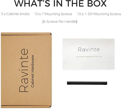 Ravinte 5 Pack Solid 3-3/4 Inch Center to Center Slim Square Bar Drawer Handles Kitchen Cabinet Hardware Matte Black Pulls