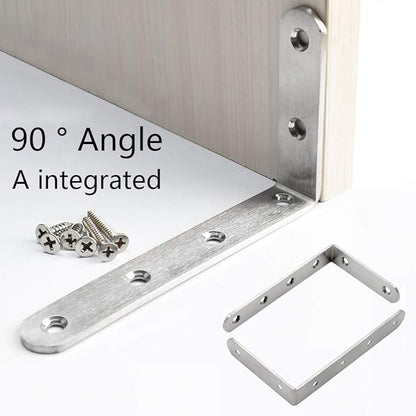 Luomorgo 16 Pcs L Shaped Brackets for Shelves - Heavy Duty Stainless Steel Decorative Corner Brace Joint Right Angle Wall Hanging Brackets with Screws, 5" x 3", Silver