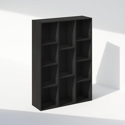 Furinno Reed Closet Organizers and Storage, 11-Cube Closet Organizer, Open Shelf Closet Storage, for Wardrobe, Bedroom, Living Room, Blackwood