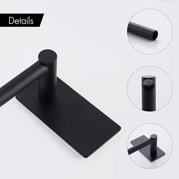 KES 9-Inch Self Adhesive Towel Bar Kitchen Towel Rack Wall Mount No Drill SUS 304 Stainless Steel Matte Black, A7000S23-BK